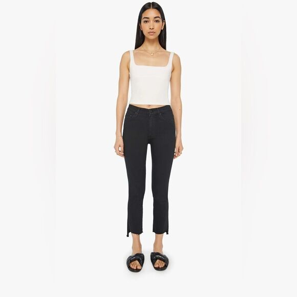 MOTHER Denim - MOTHER The Insider Crop Step Fray in black Not Guilty 26